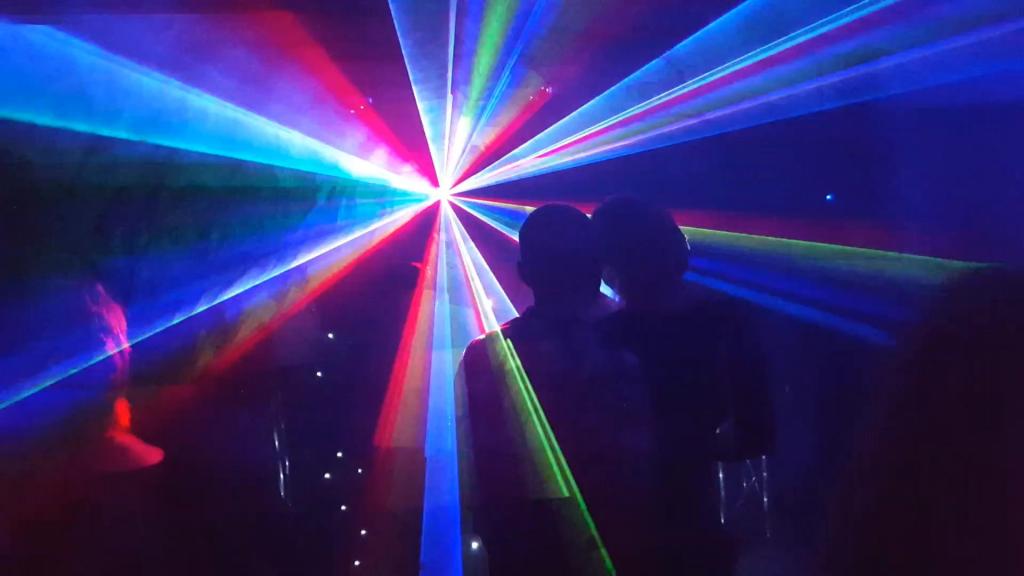 Laser show at mobile disco