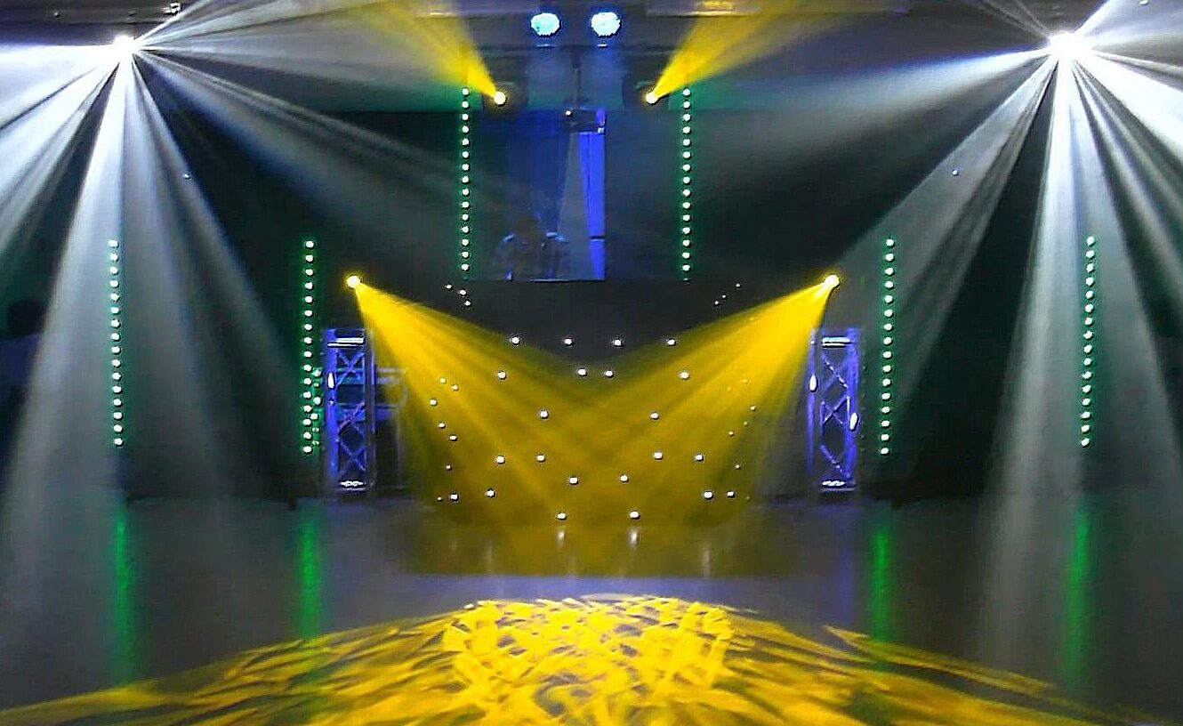 Disco Set Up with yellow and white lights